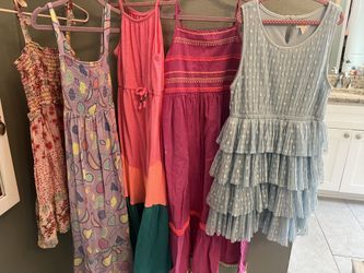 Five Girls Summer Dresses Size 7/8. Four Of Them Are Cat And Jack.
