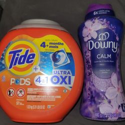 1 TUBS OF TIDE OXI (57 COUNT) &  DOWNY CALM BEADS (24oz) For $28
