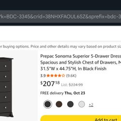 Prepac Sonoma Superior 5-drawer Dresser