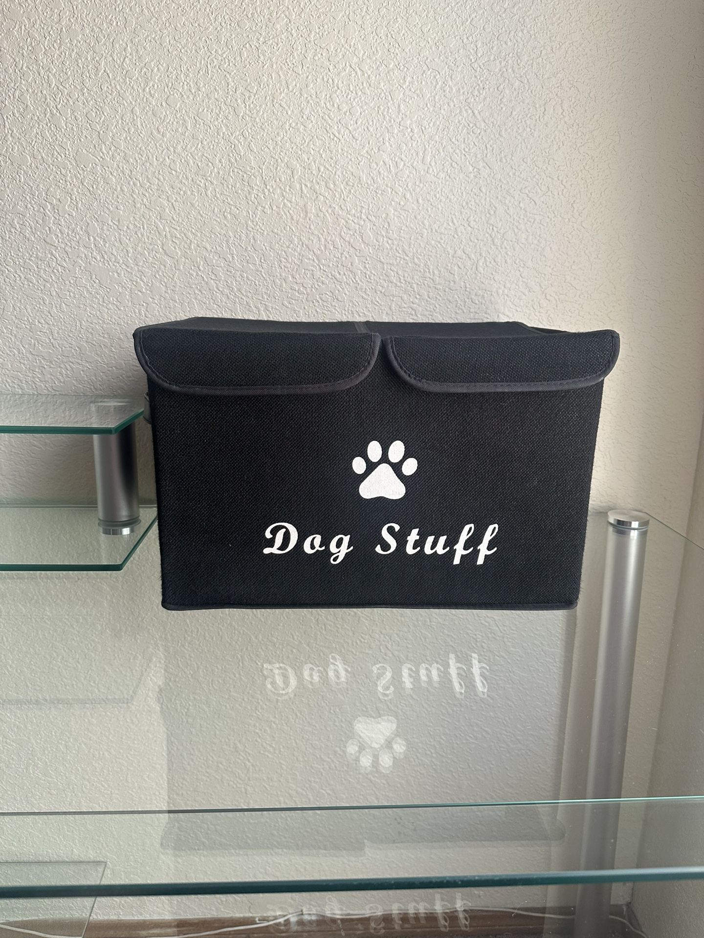 Geyecete Large Storage Boxes - Large Linen Fabric Foldable Storage Cubes Bin Box Containers with Lid and Handles for Dog Apparel & Accessories, Used