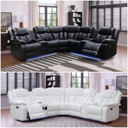 Sectional Recliner Sofa 🛋  Sofa Seccional Reclinable// Available In Black And White// Financing Available// Not Credit Needed 