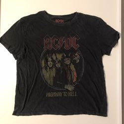 Lucky Brand AC/DC Highway to Hell Distressed Graphic Tee — Size XL