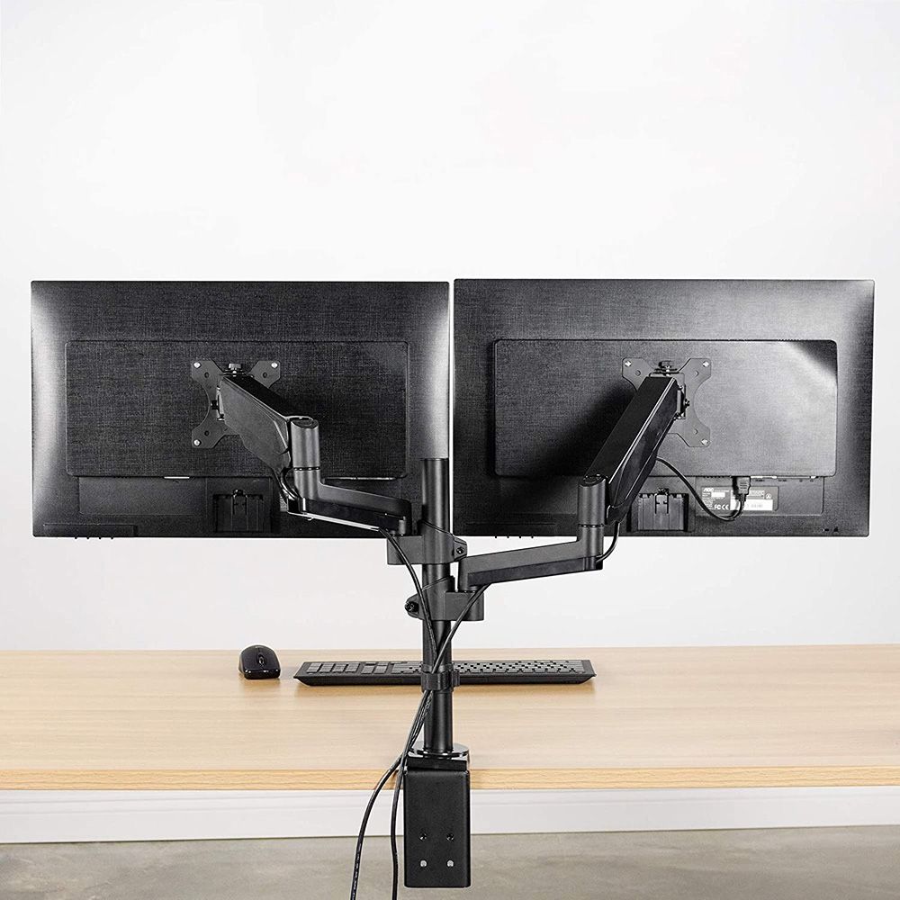 (NEW) $35 VIVO Dual Monitor Arm Mount 17-32” Screens Height Adjustable Full Articulating Tilt Swivel  