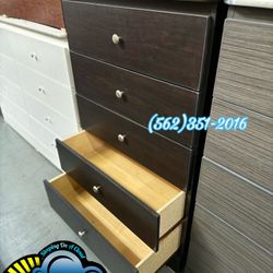 Brown Five Drawer Dresser With Rails New Chest Cajonera 
