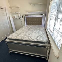 Queen size bed frame with led lights new in a box mattress included  we offer same day delivery   Cama Queen size con Luz led Nueva en Caja Colchon. I