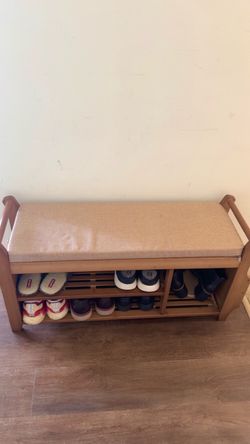 Wooden Shoe Rack Bench with Cushion