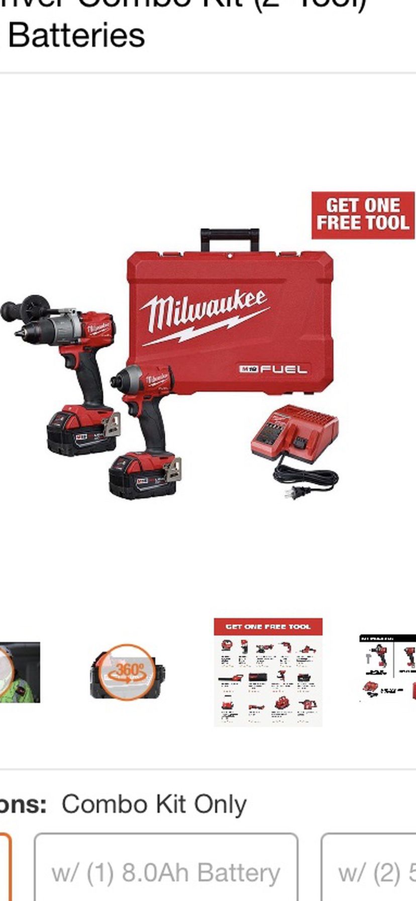 Milwaukee M18 Fuel Hammer Drill Impact Drill 2 Batteries And Charger