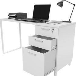 White Home Office Desk with Drawers - Modern Computer Desk with Storage (new in box)