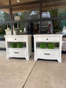 Matching White side tables perfect for sleep apnea machine