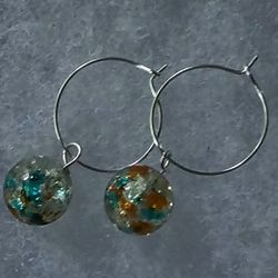 SILVER HOOP EARRINGS WITH REMOVABLE  MURANO DISCO BALLS FOR MIX N MATCH LOOK