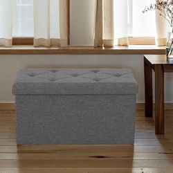 Storage Ottoman W/thicker Foam Gray New 43” X 15” X 15”
