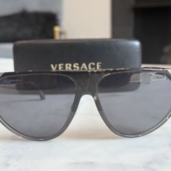 Versace Women’s Black Tortoise Shell Sunglasses with Silver Accents