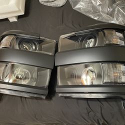 Headlight Assembly Compatible with Chevy Silverado 2(contact info removed) HD 2015-2019 Left Right Factory Style Headlamp Set Black Housing Clear Corn