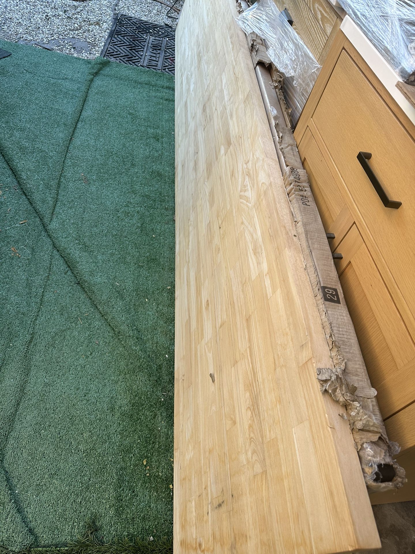 Hi everyone. We have two butcher block one open box and one in box $250 and $300 10 foots long. Standard size we locate in hesperia please ask for