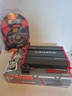 CRUNCH 3500 WATTS MONOBLOCK 1 OHM STABLE BUILT IN CROSSOVER WITH BASS CONTROL CAR AMPLIFIER & DB 4 GAUGE CAR AMPLIFIER INSTALL KIT