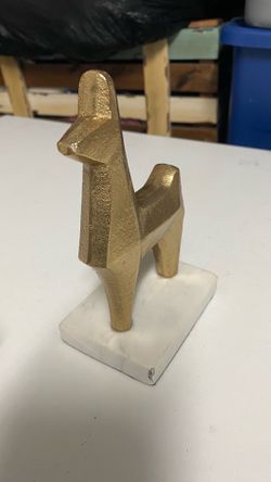 Geometric Gold Llama Figurine
