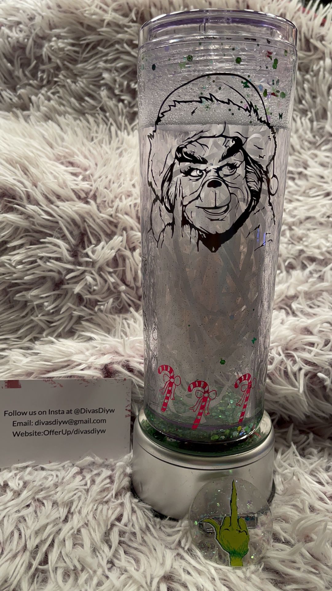 Naughty Grinch Glitter Cup. 