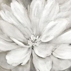 32" x 32" White Floral Print on Stretched Canvas | Painting | Wall Art