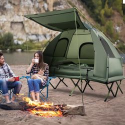 2 person elevated cot tent - air mattress, sleeping bags included - NEW IN BOX