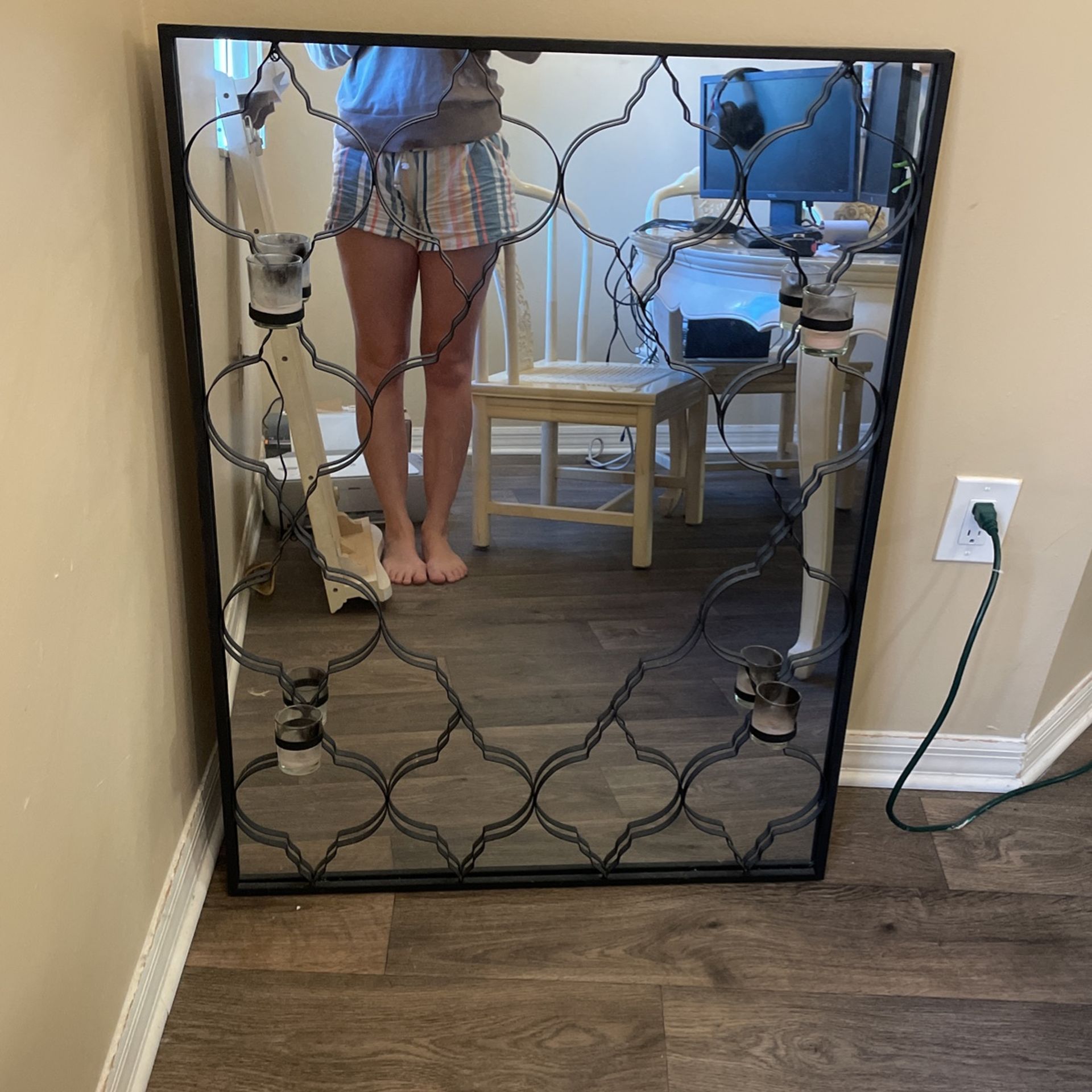 Indoor/outdoor Mirror With Candle Holders