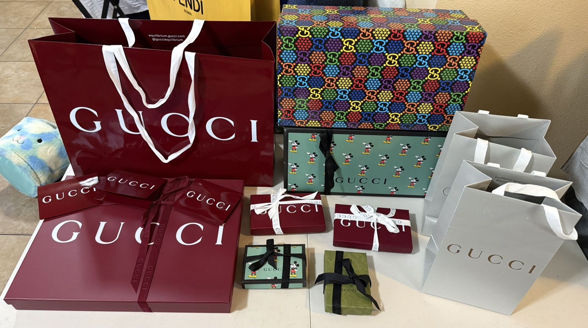 LV, Gucci, Fendi & Dior Boxes & Bags
