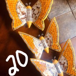 Ceramic Butterflies Home Decor Set Of 3