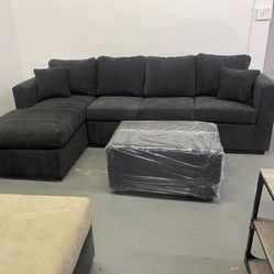 Dark Grey Sectional With Free Ottoman ‼️different Colors Available ‼️