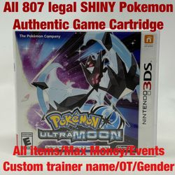 Unlocked Authentic Pokemon Ultra Moon 3DS All 807 Shiny Pokemon