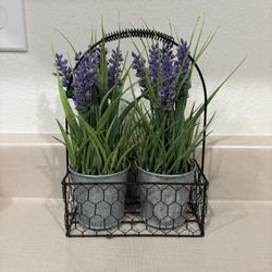 2 Artificial Lavender Plants In Metal 2” Pots
