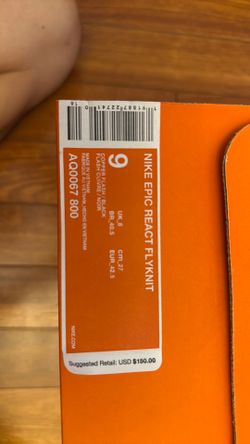 Nike Epic React Flyknit - Size 9 - Copper Flash/ Black Flash Cuivre / Noir