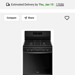New Whirlpool Black Gas Stove