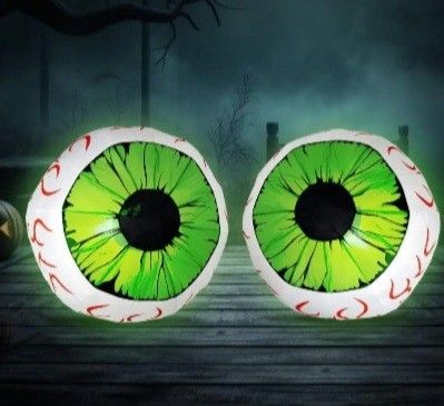 Joiedomi 2 Packs Halloween Inflatables Large Set of Eyes Decoration Blow Ups Green Eyes for Yard