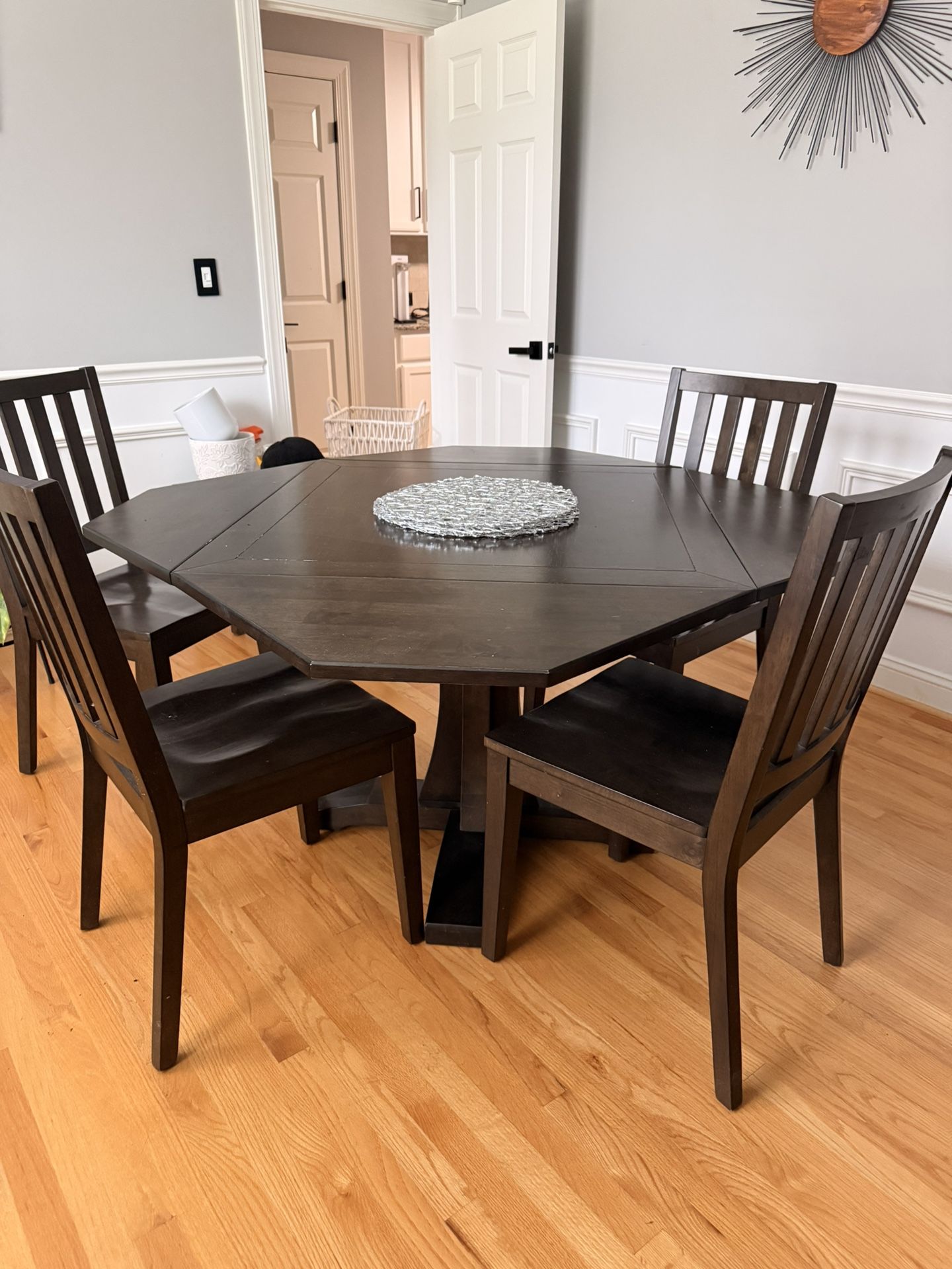 Dark Wood Dining Table Sits 6