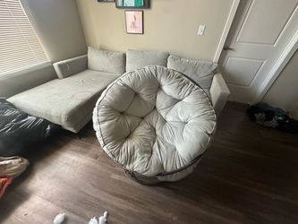 Round Papasan Chair with Cushion