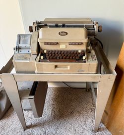 Vintage MCM 1950s Friden Flexowriter with Punch Paper Reader and Stand