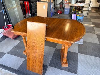 Oak Wood Dining Table with Leaf Extension