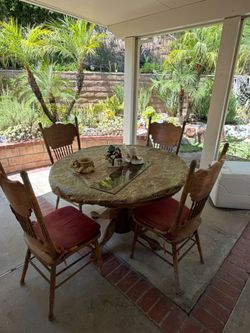 Antique Wooden Table with Chairs