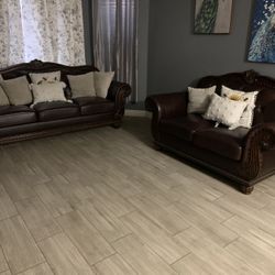 Brown Living Room Sofa Set. 