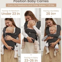 BRAND NEW 3 in 1 Baby Ergonomic and Cozy Infant Carrier with Lumbar Support for 7-25lbs