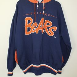 Vintage 90s Starter NFL Chicago Bears Embroidered Double Hood Hoodie Size Medium 
