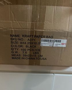 Brand New Un Used Black Kraft Paper Bags 90pcs