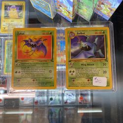 Lot Of 2 - 1st Edition Pokémon Zubat And Golbat From Fossil Set - Mint 