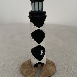 Cape Lookout Lighthouse With Walkway.  Black White Design App 4 Inches Tall