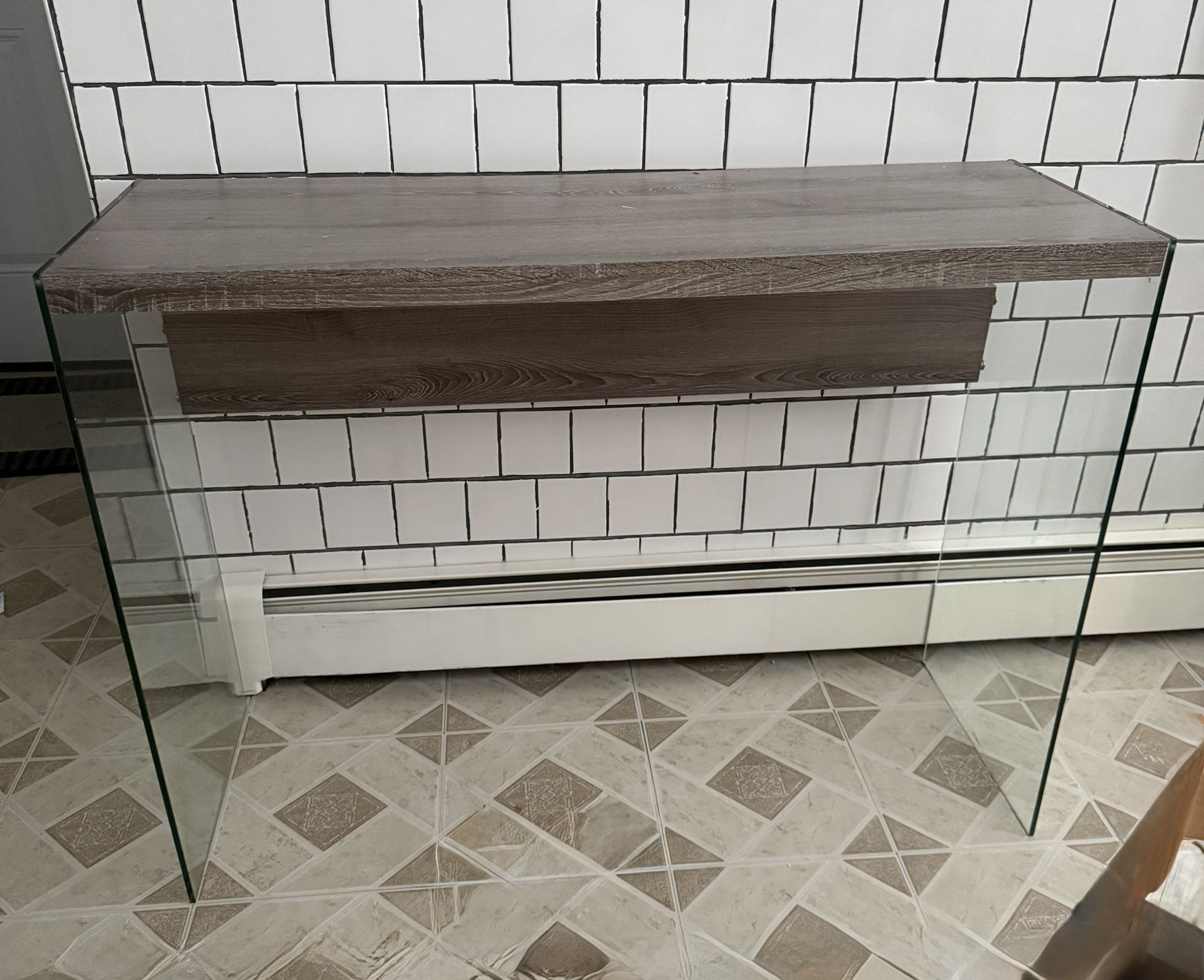 Gray Console Table with Glass Legs