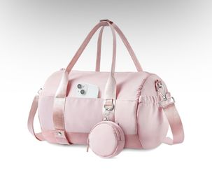 Small Gym Bag for Women, Mini Sports Yoga Bag with Yoga Mat Holder, Small Pink Gym Bag Overnight Weekender Duffle Handbag for Travel Dance Workout(TOP