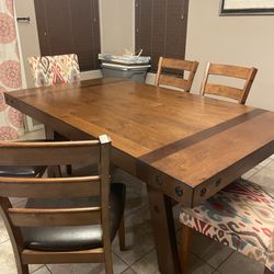 Solid Wood Rustic Dining Table Set – Table And Chairs