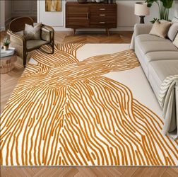 8x10 abstract cream and yellow rug