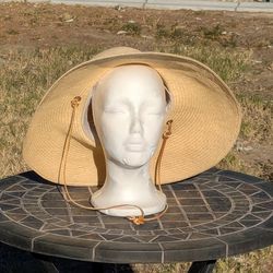 REPAIRED Vintage S.F. Green San Francisco Straw Sun Hat 22" Panama Style Unisex