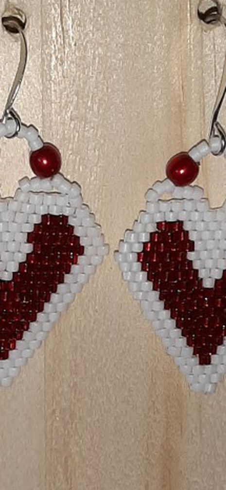 Red And White Valentine Earrings