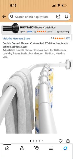 Double Curved Shower Curtain Rod Matte White